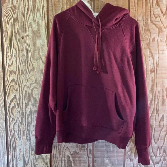 Burgundy Old Navy Hoodie with Sherpa Hood 🐑 - Picture 1 of 3